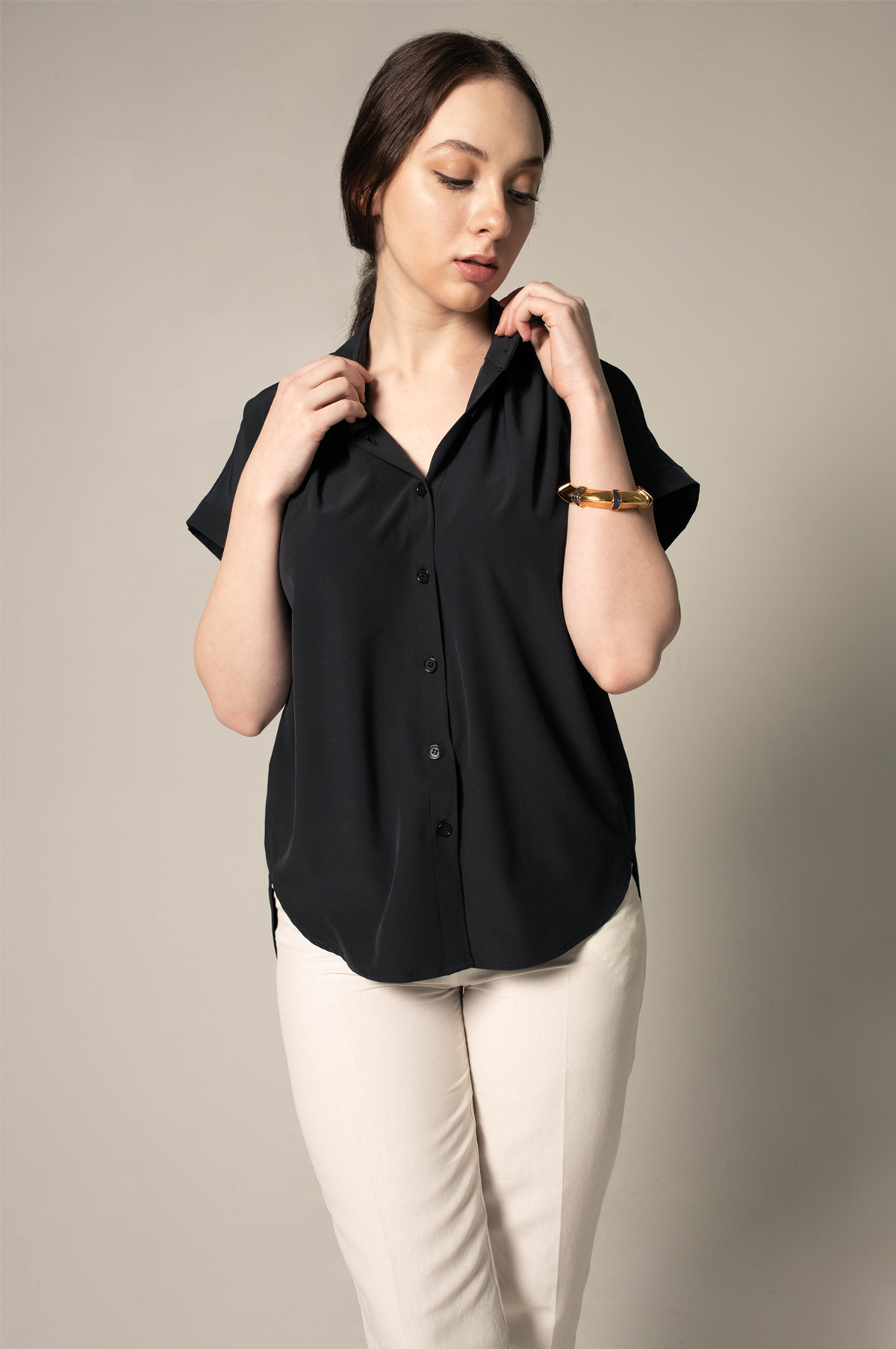 Classic Black Blouse â€?Elegant Women's Top