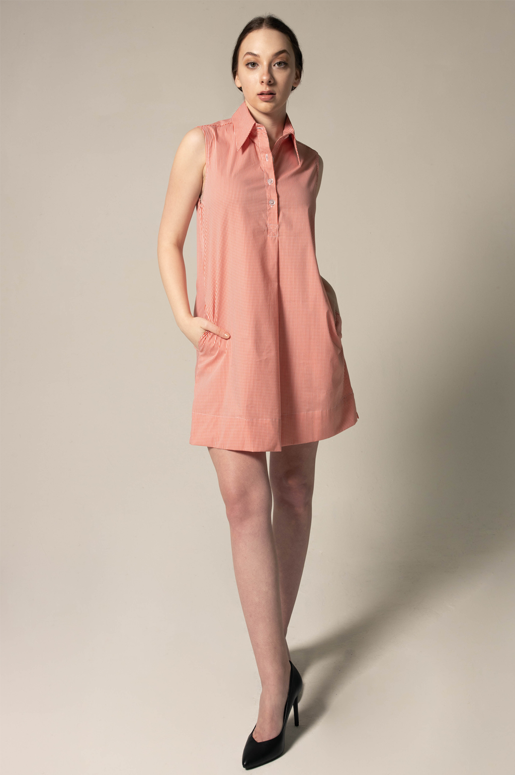 Italian Cotton Orange Sleeveless Dress â€?Elegant Summer Wear