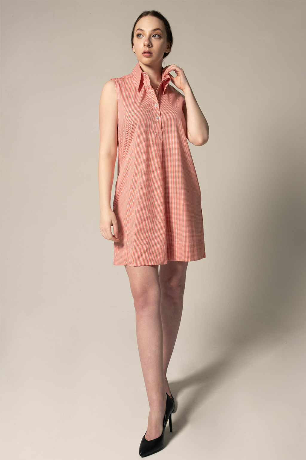 Italian Cotton Orange Sleeveless Dress â€?Elegant Summer Wear