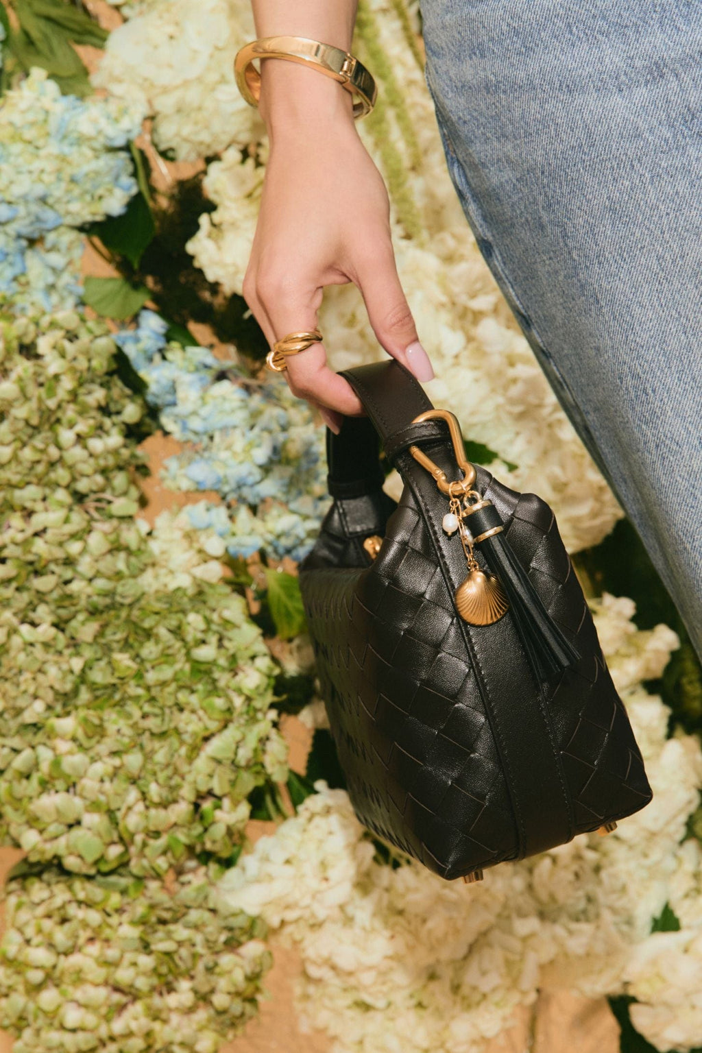 Yp4423 Key Charm Leather Tassel Black