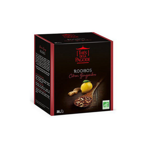 Thes de la Pagode Rooibos Lemon Ginger TeaBags 40g