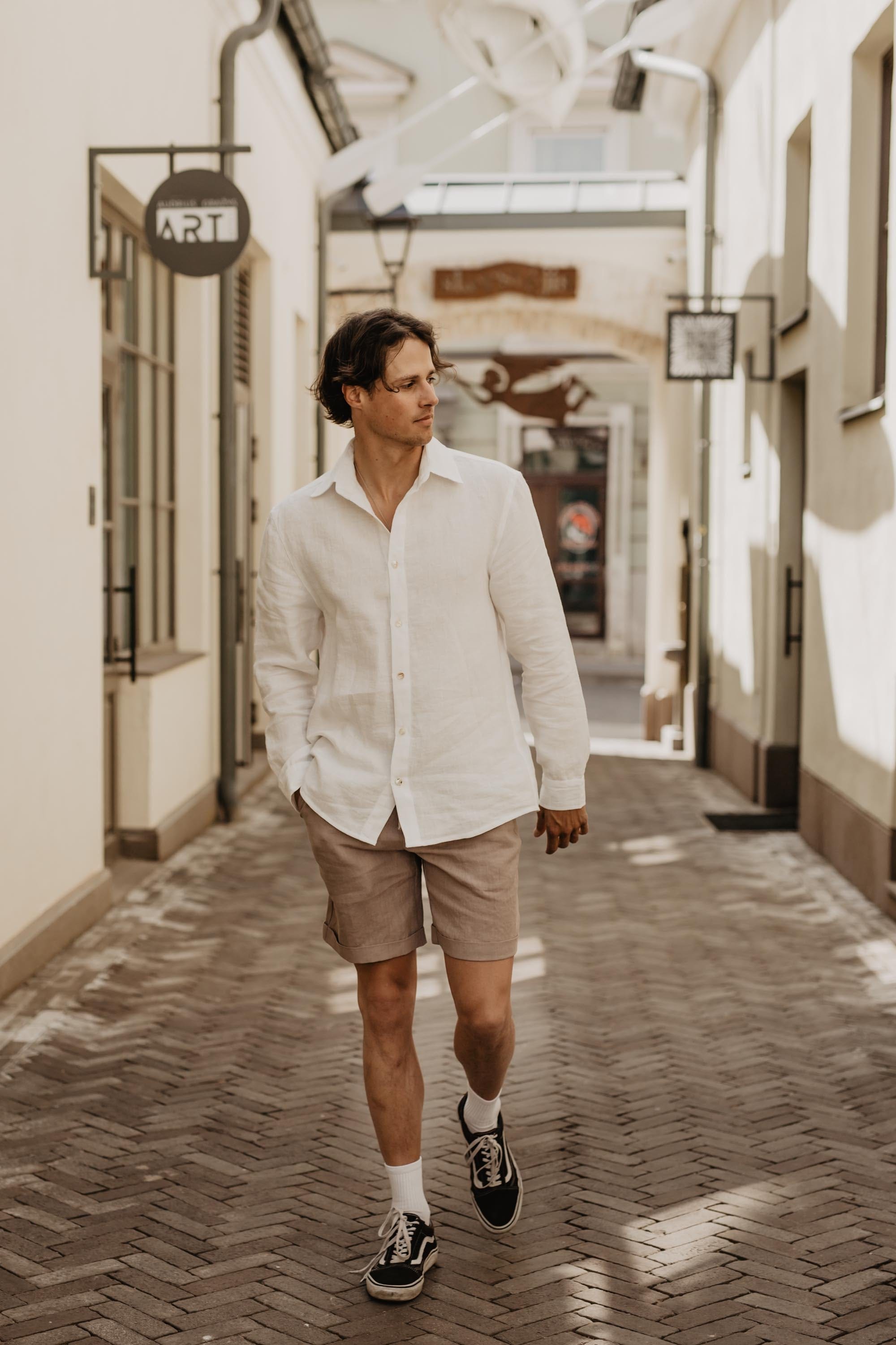 Hector classic linen shirt in White