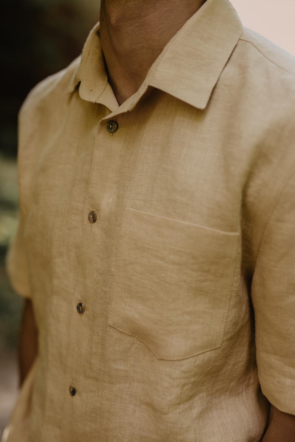 Magnus oversized short sleeve linen shirt in Mustard