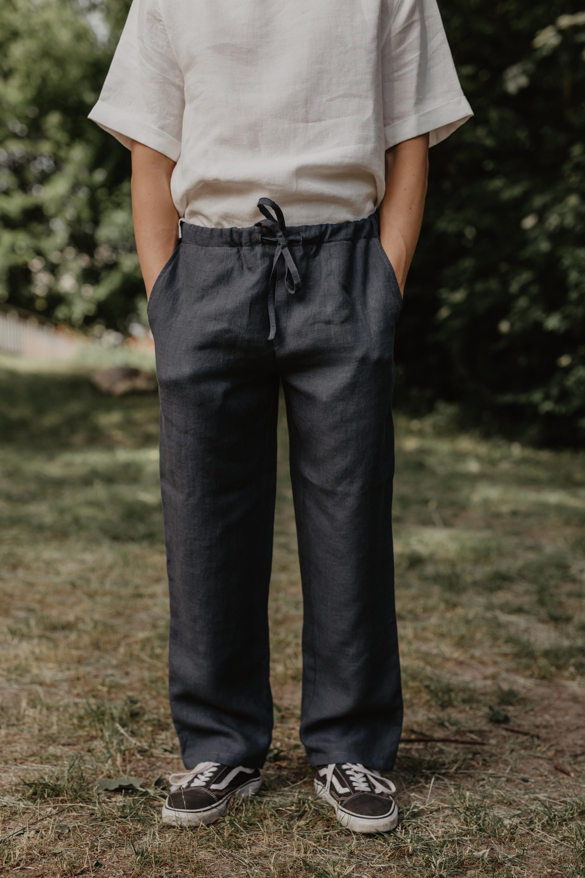 Adonis classic linen pants in Charcoal