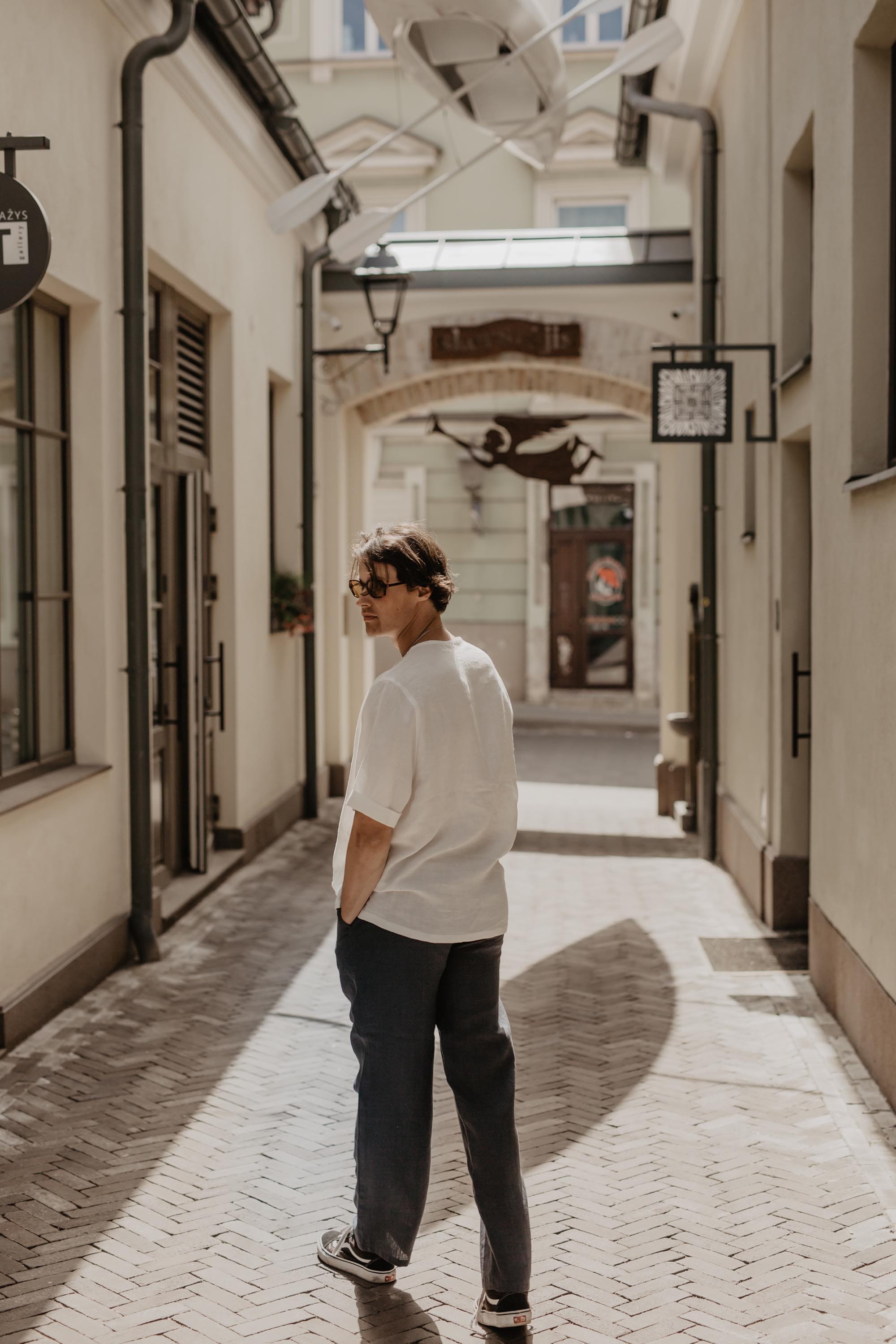 Adonis classic linen pants in Charcoal