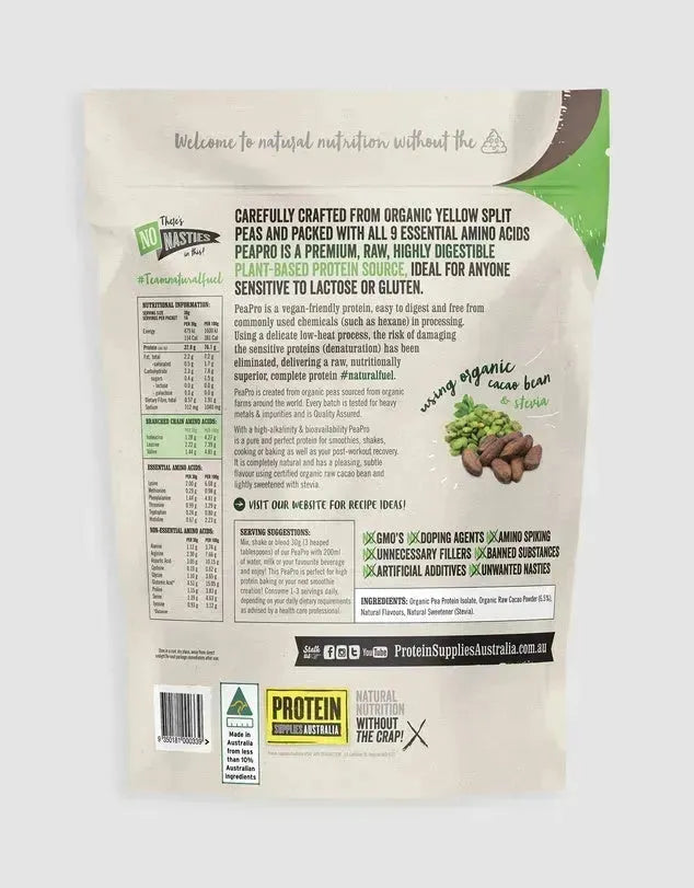 Protein Supplies PeaPro (Raw Pea Protein) 500g - Chocolate