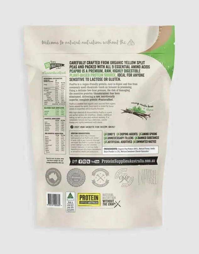 Protein Supplies PeaPro (Raw Pea Protein) 500g - Vanilla Bean