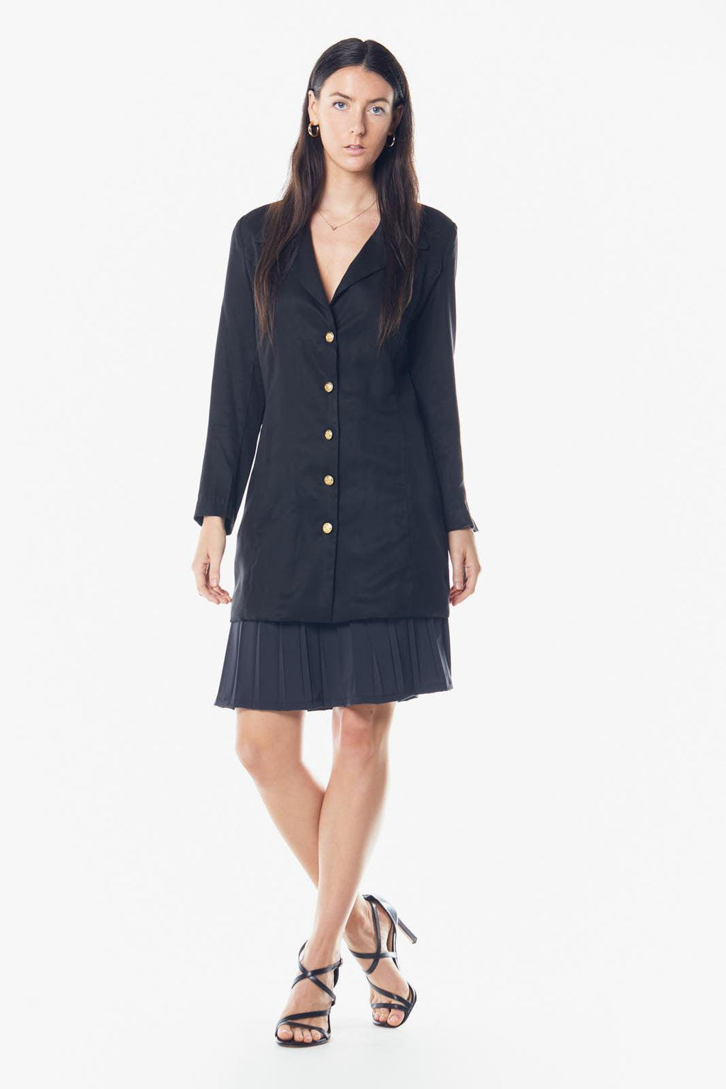 Grace Long Blazer Dress in Black â€?Women's Tailored Blazer Dress