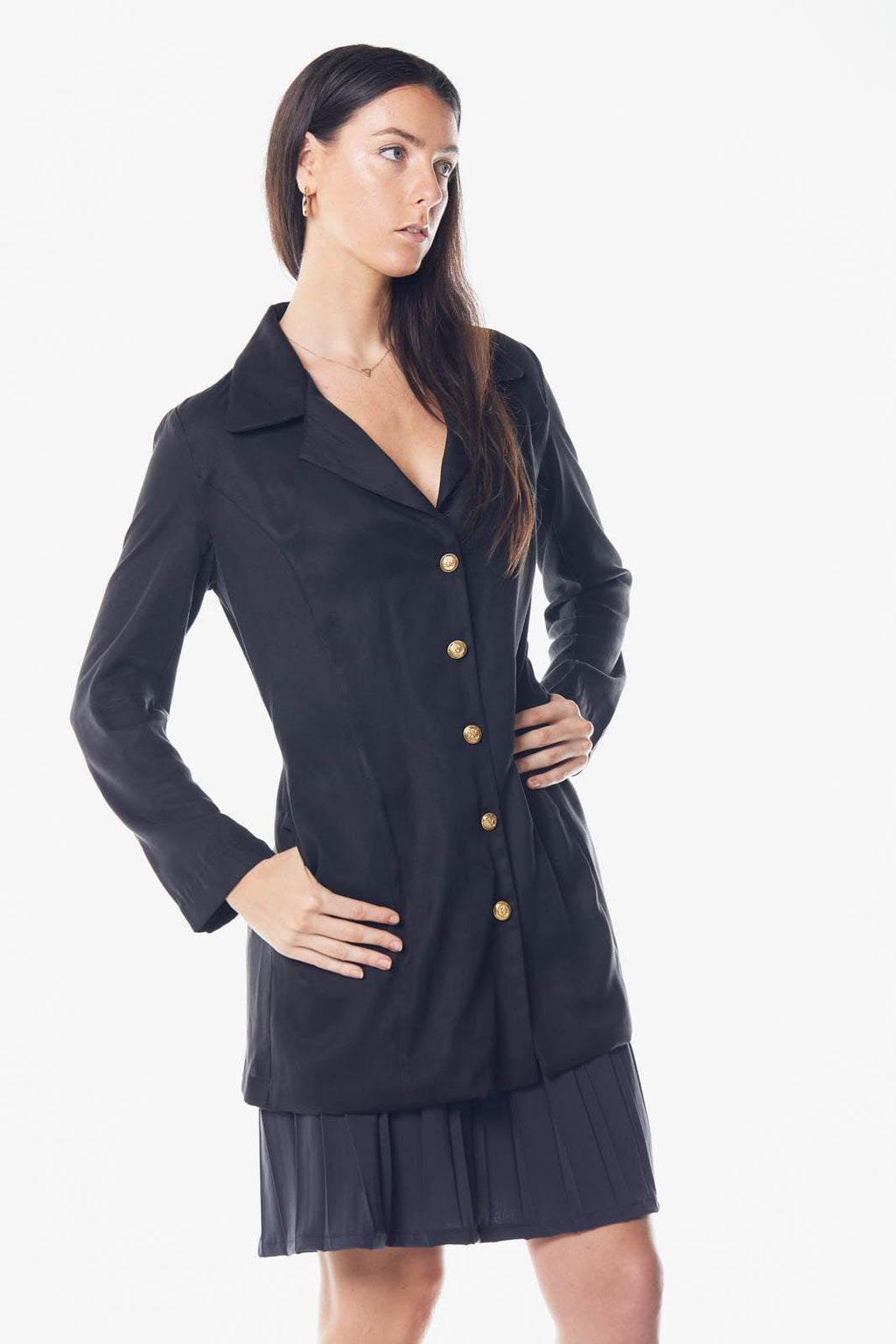 Grace Long Blazer Dress in Black â€?Women's Tailored Blazer Dress