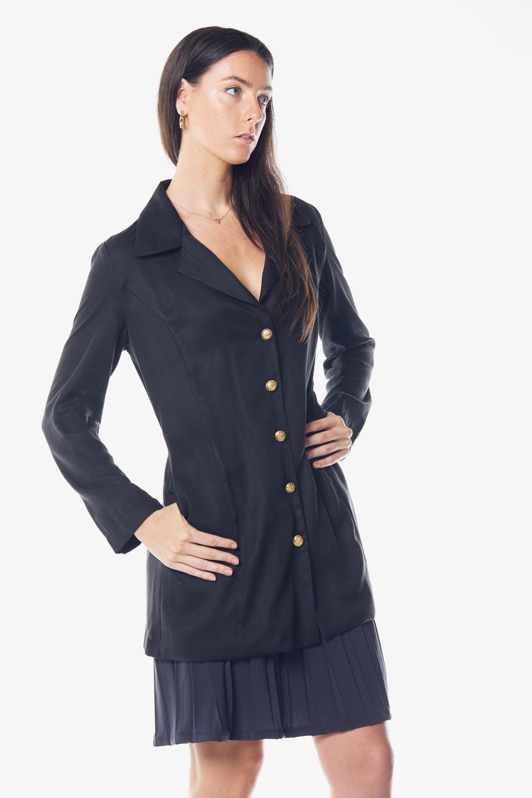 Grace Long Blazer Dress in Black â€?Women's Tailored Blazer Dress