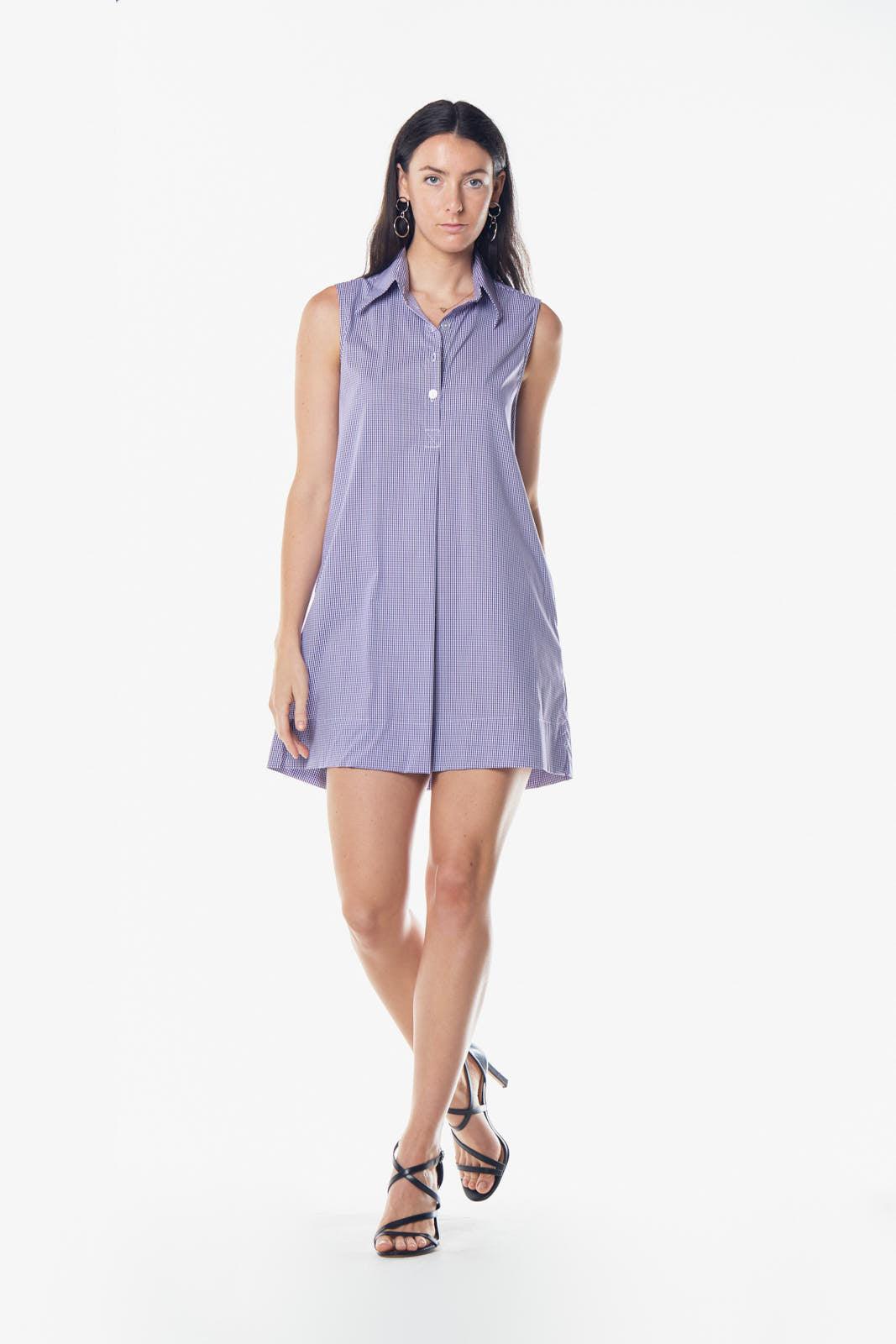 Italian Cotton Sleeveless Dress in Purple â€?Chic Summer Wear