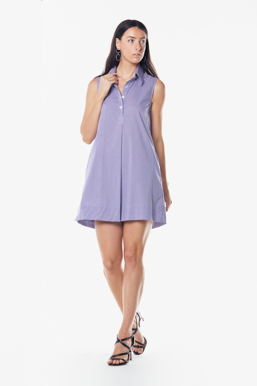 Italian Cotton Sleeveless Dress in Purple â€?Chic Summer Wear