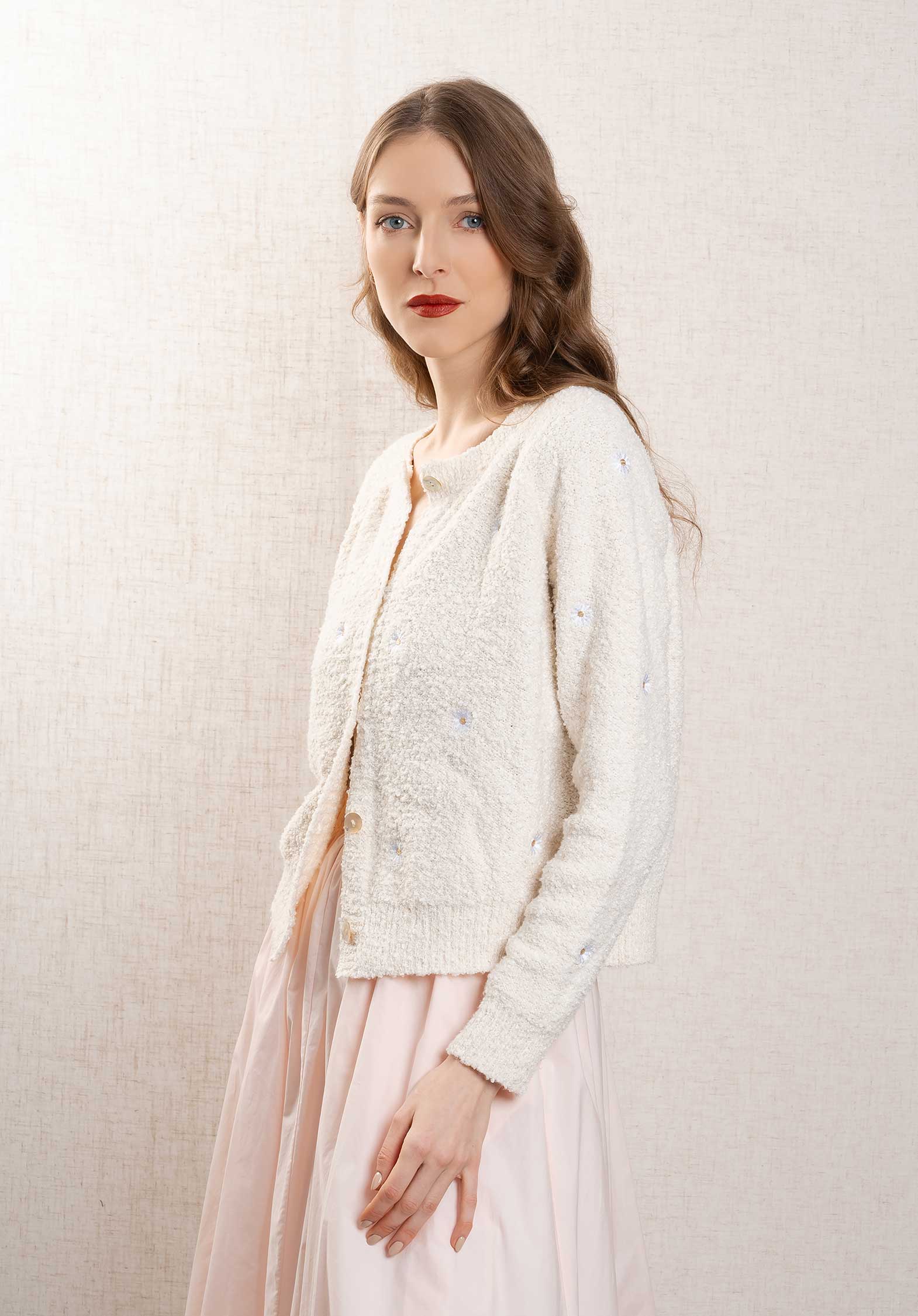 Cardigan 1188 Flower Blanc