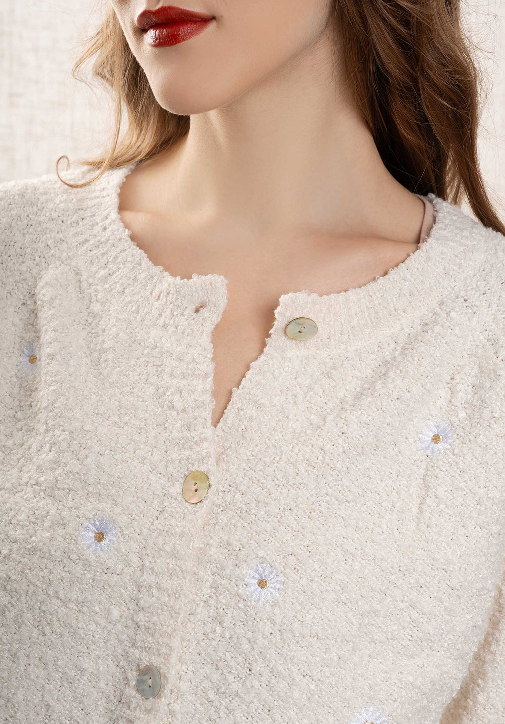 Cardigan 1188 Flower Blanc