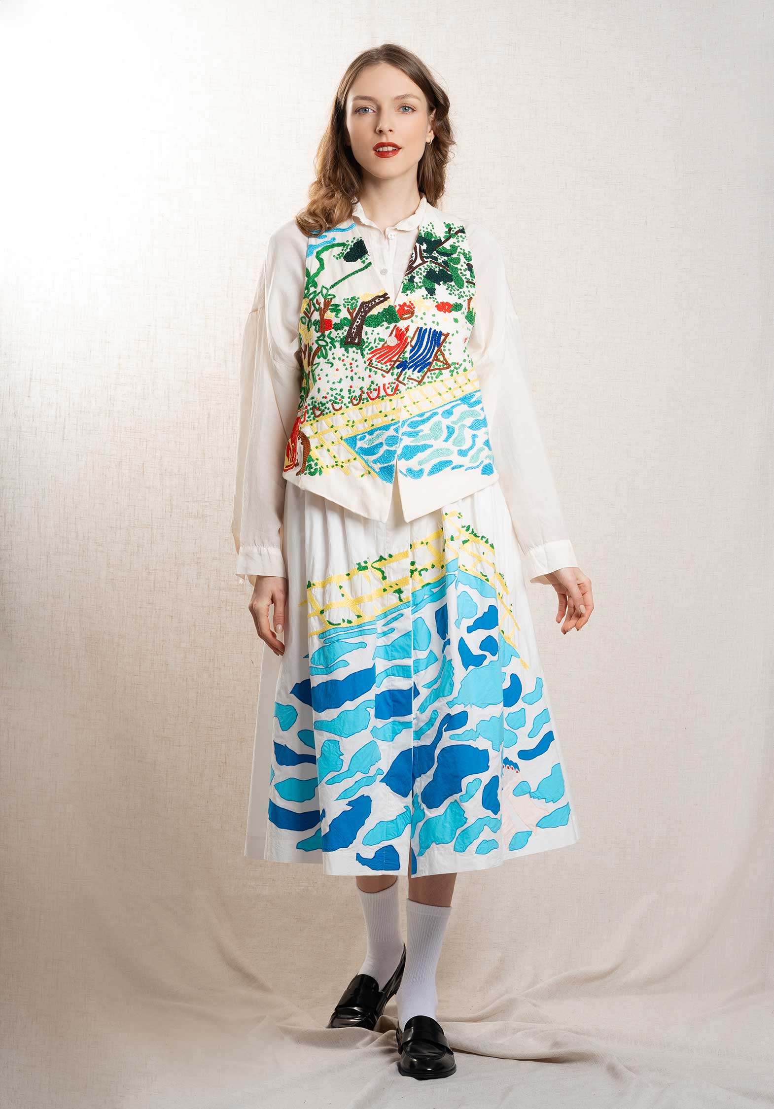 Gilet Printed Hand Embroid Gilet Paco Pool-Day