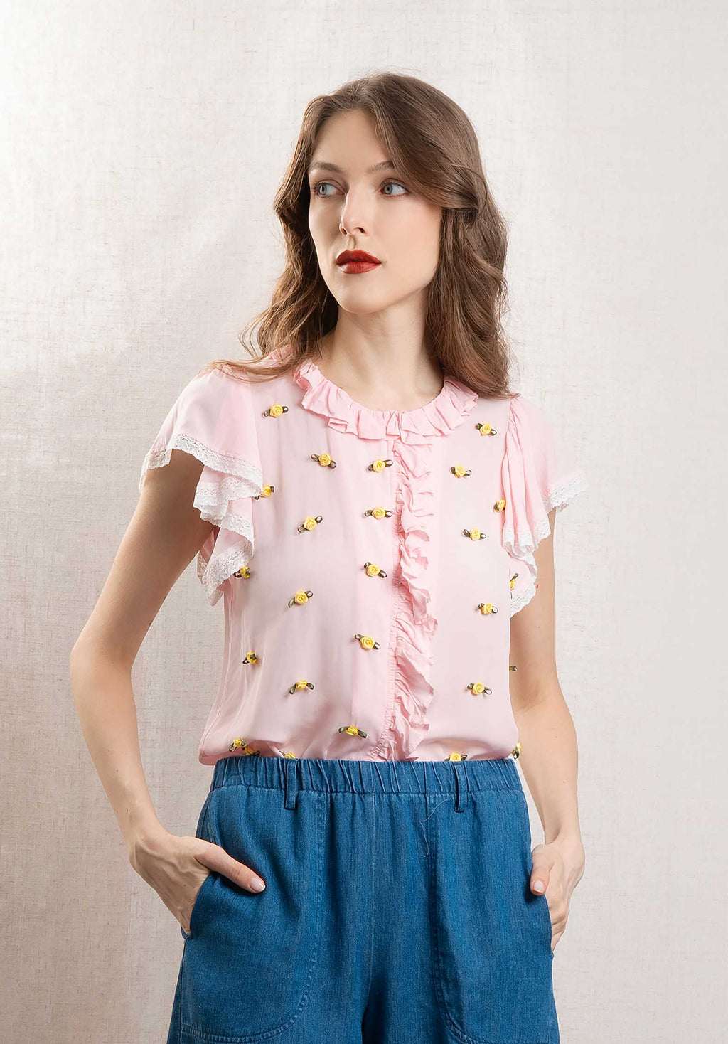 Blouse Silky s E25sito Rose