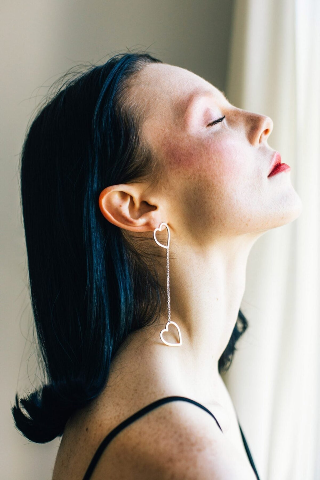 Earring Ls Long He Ls Long Hearts Silver