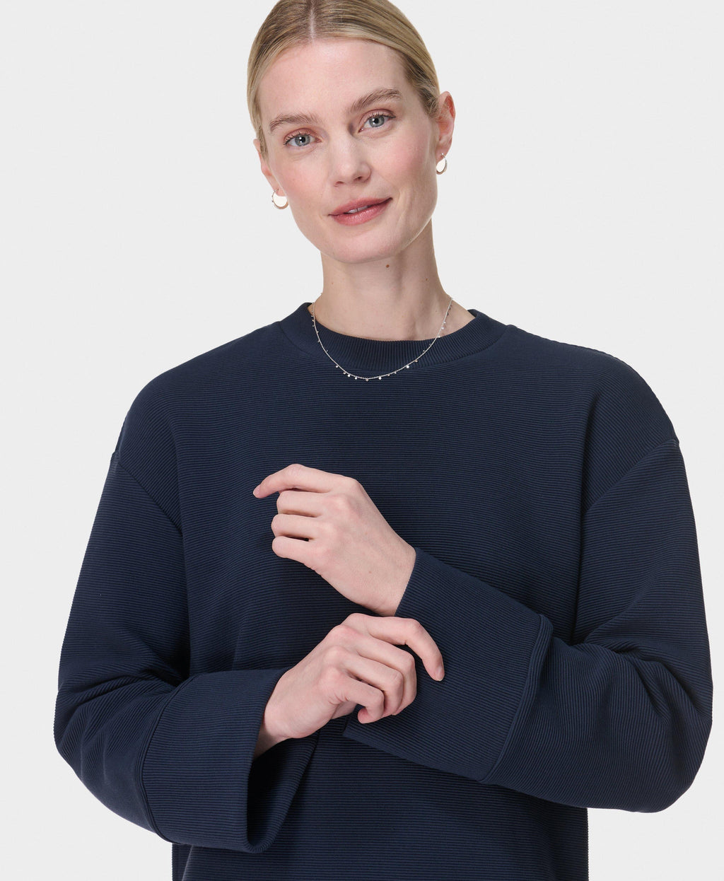 Peaceful Ribbed Sweatshirt Sb10069 Navy-Blue