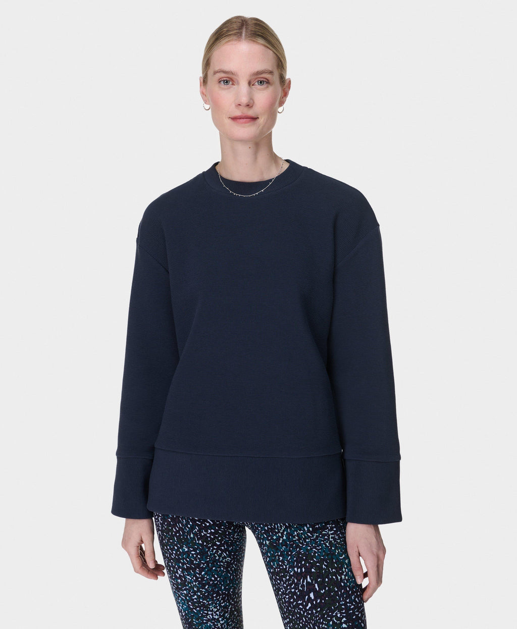 Peaceful Ribbed Sweatshirt Sb10069 Navy-Blue