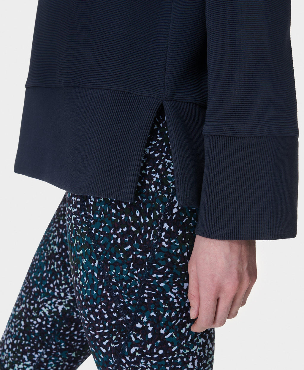 Peaceful Ribbed Sweatshirt Sb10069 Navy-Blue