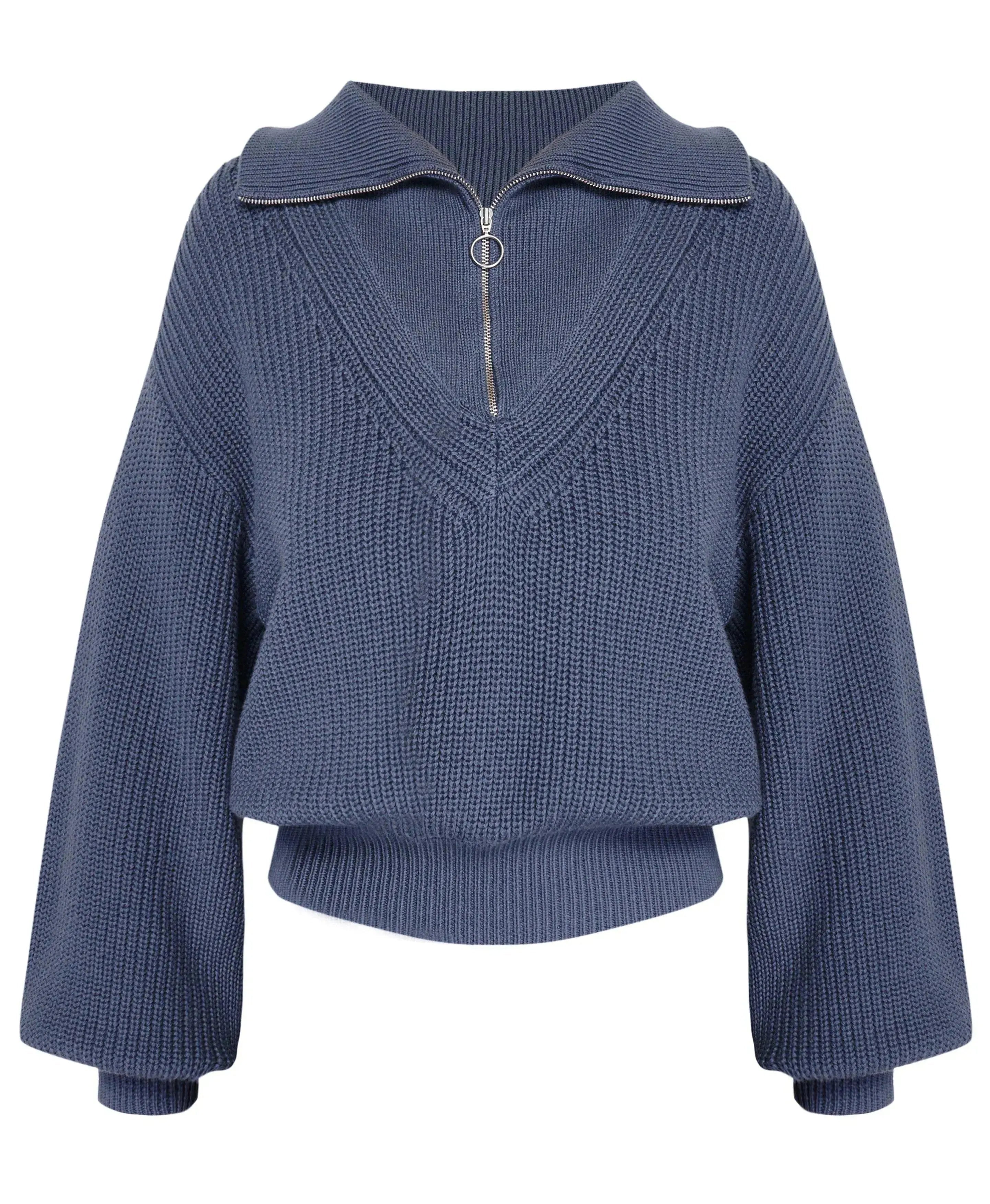 Modern Collared Sweater Sb9080 Endless-Blue