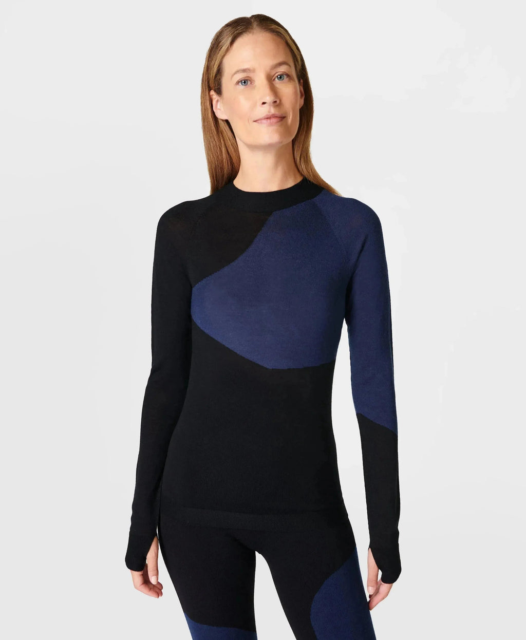 Merino Wave Turtle Neck Base L Sb9207 Blue-Wave-Jacquard