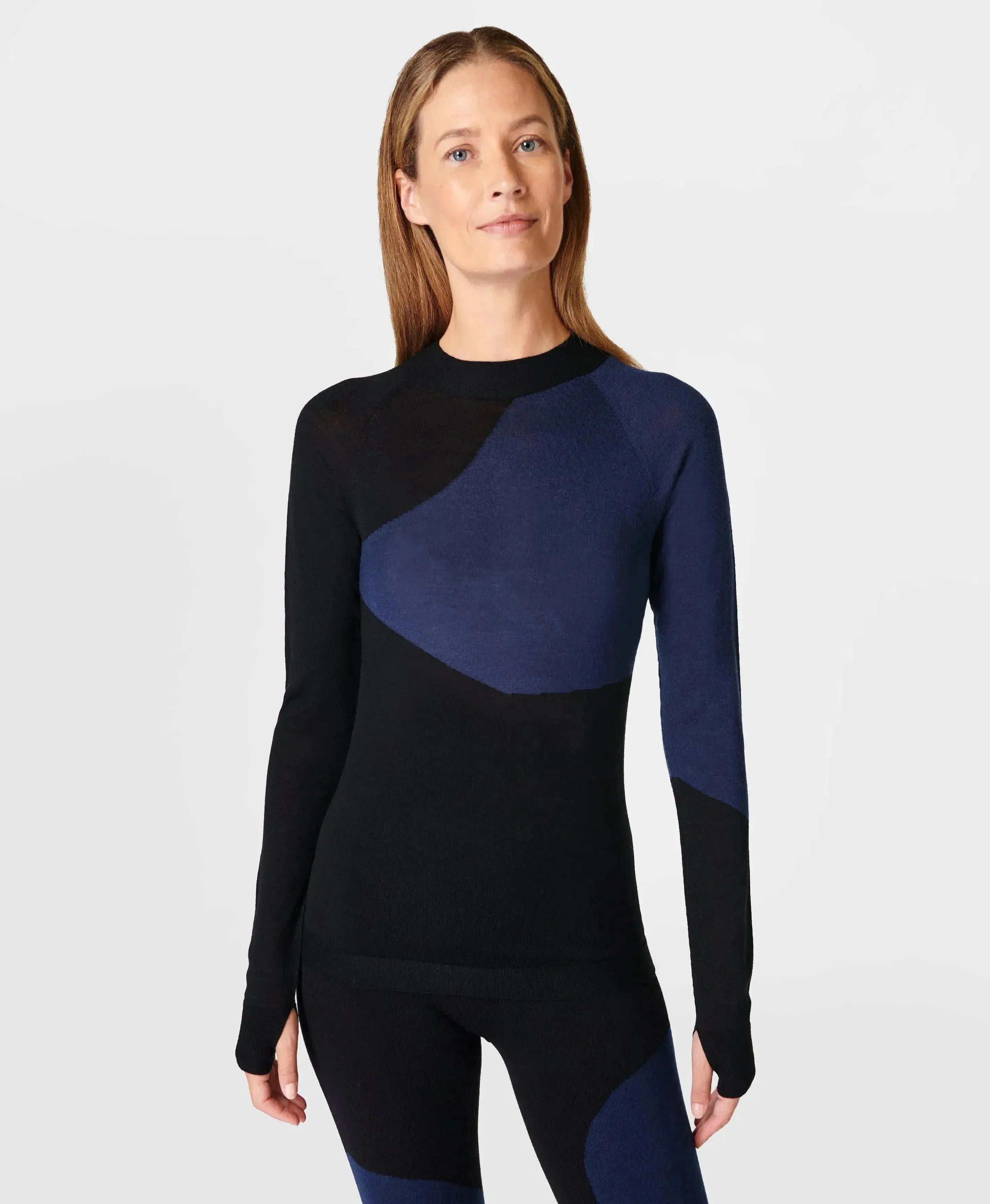 Merino Wave Turtle Neck Base L Sb9207 Blue-Wave-Jacquard