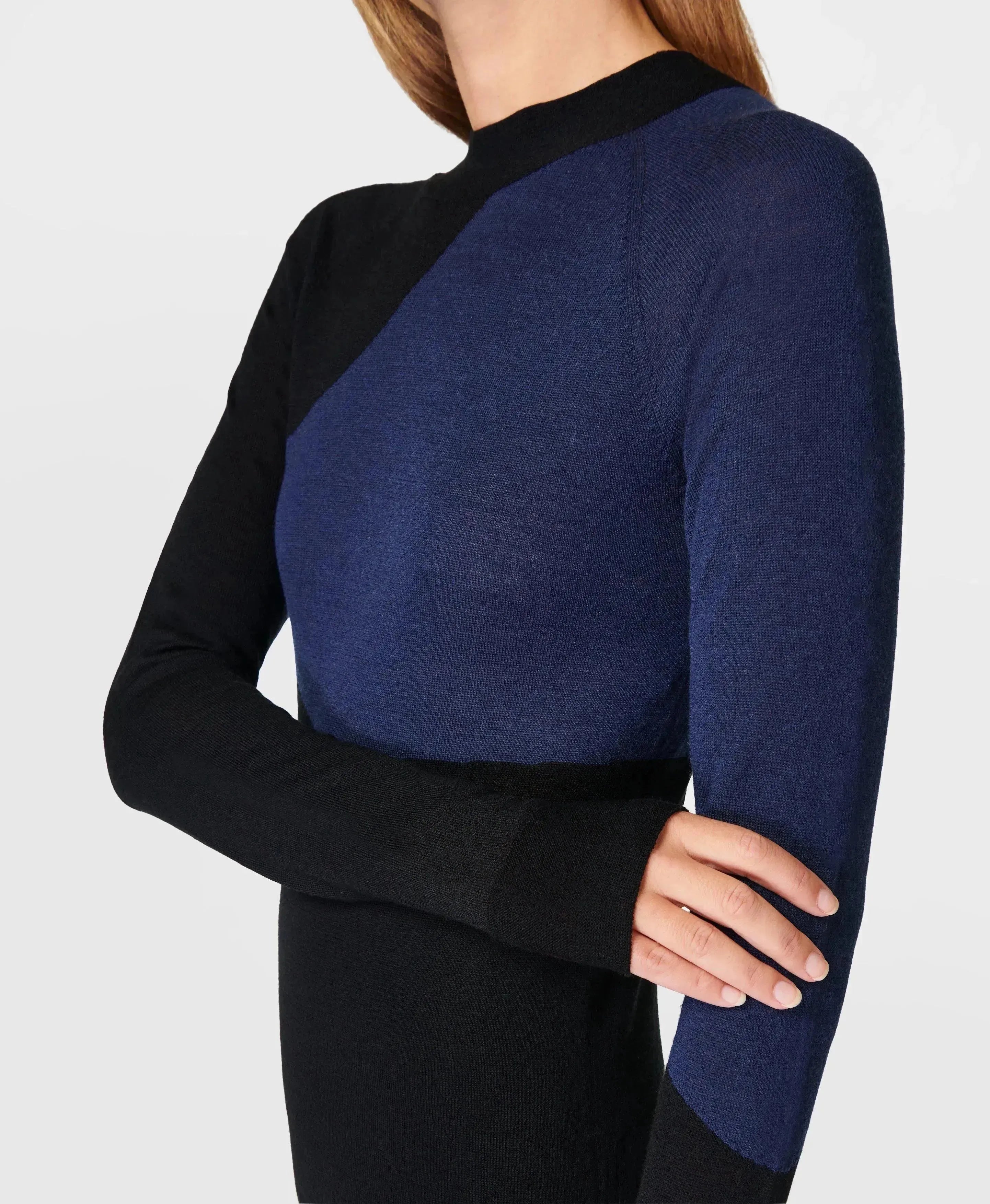 Merino Wave Turtle Neck Base L Sb9207 Blue-Wave-Jacquard