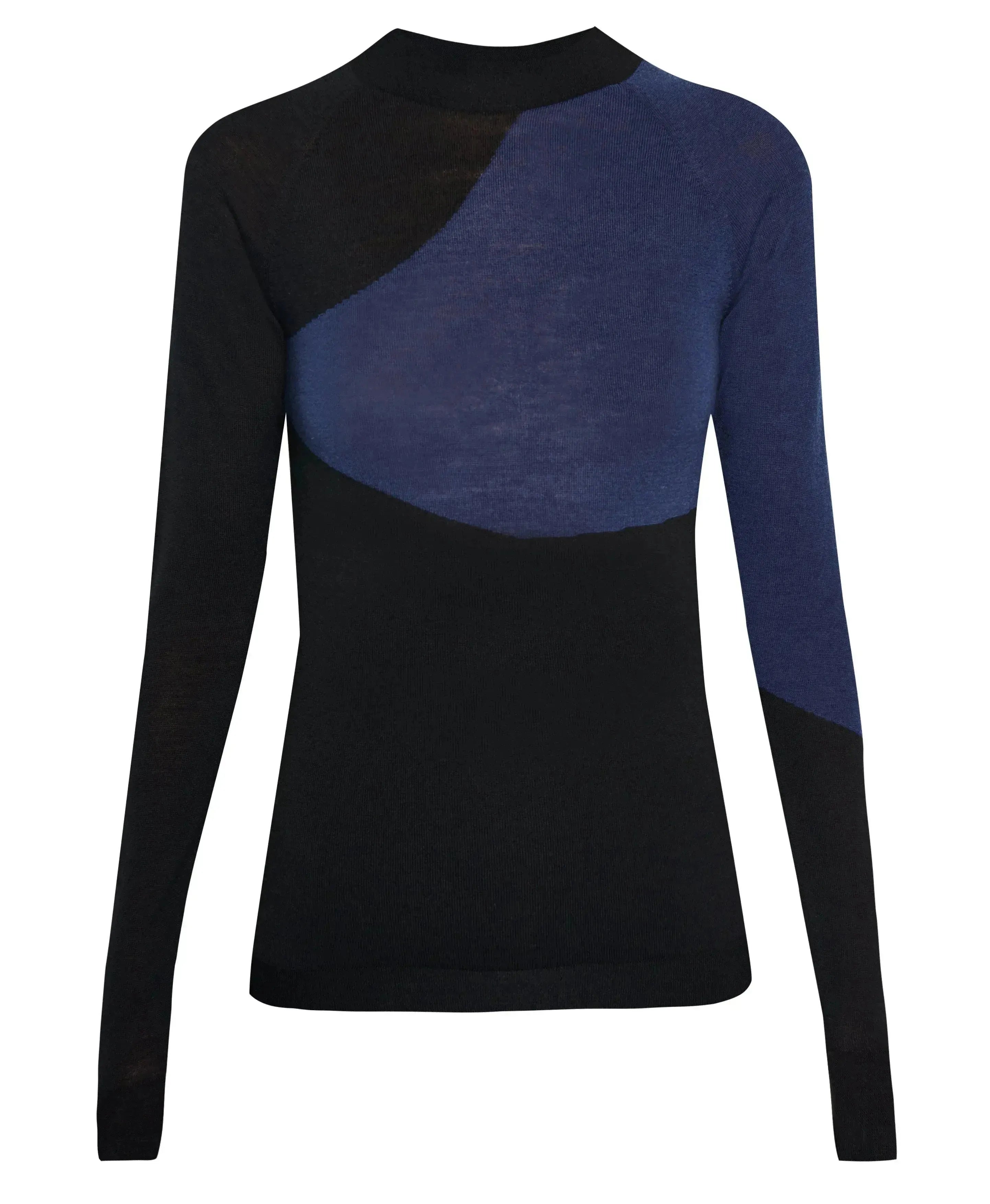 Merino Wave Turtle Neck Base L Sb9207 Blue-Wave-Jacquard