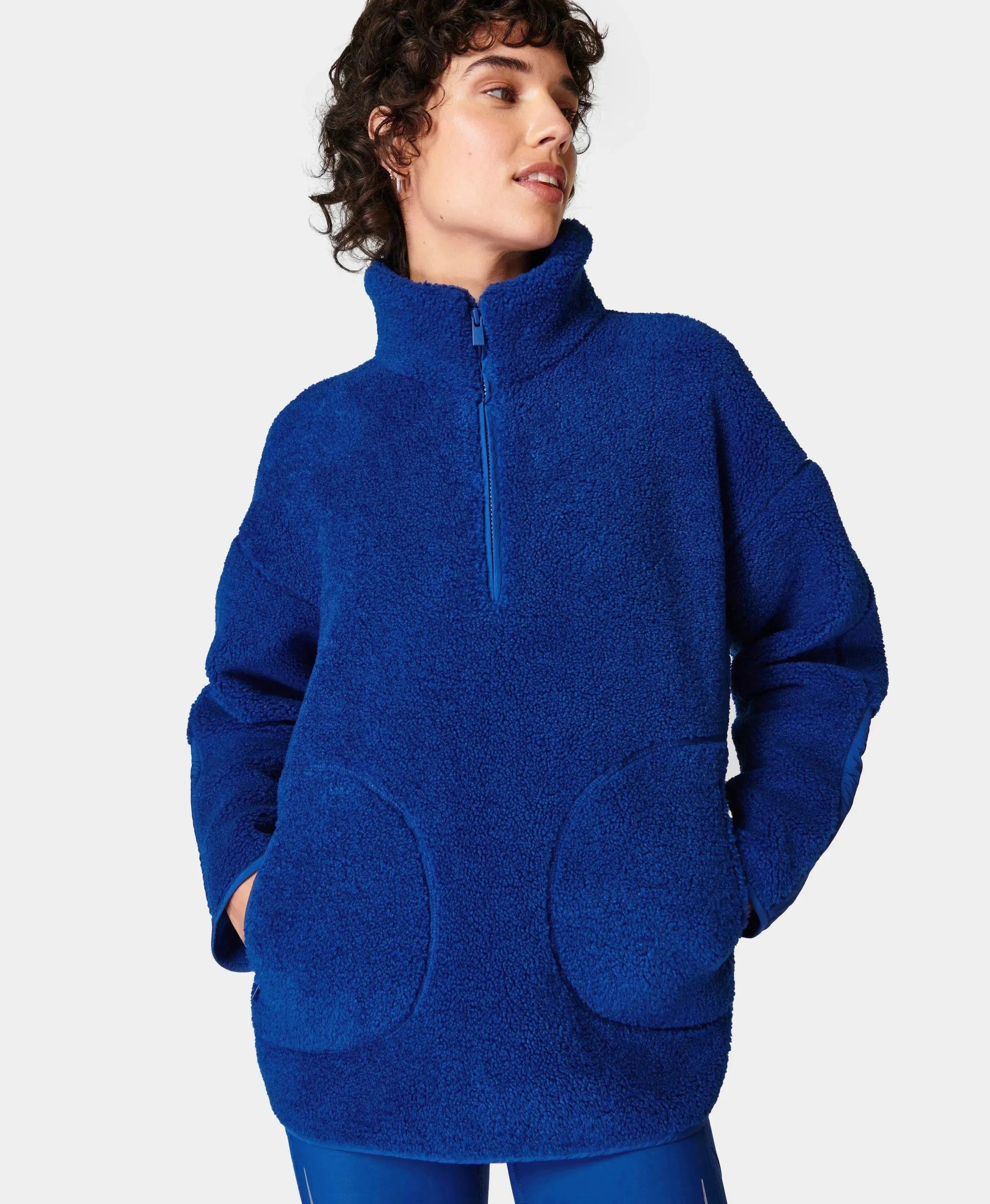 Plush Textured Half Zip Sb9535 Lightning-Blue