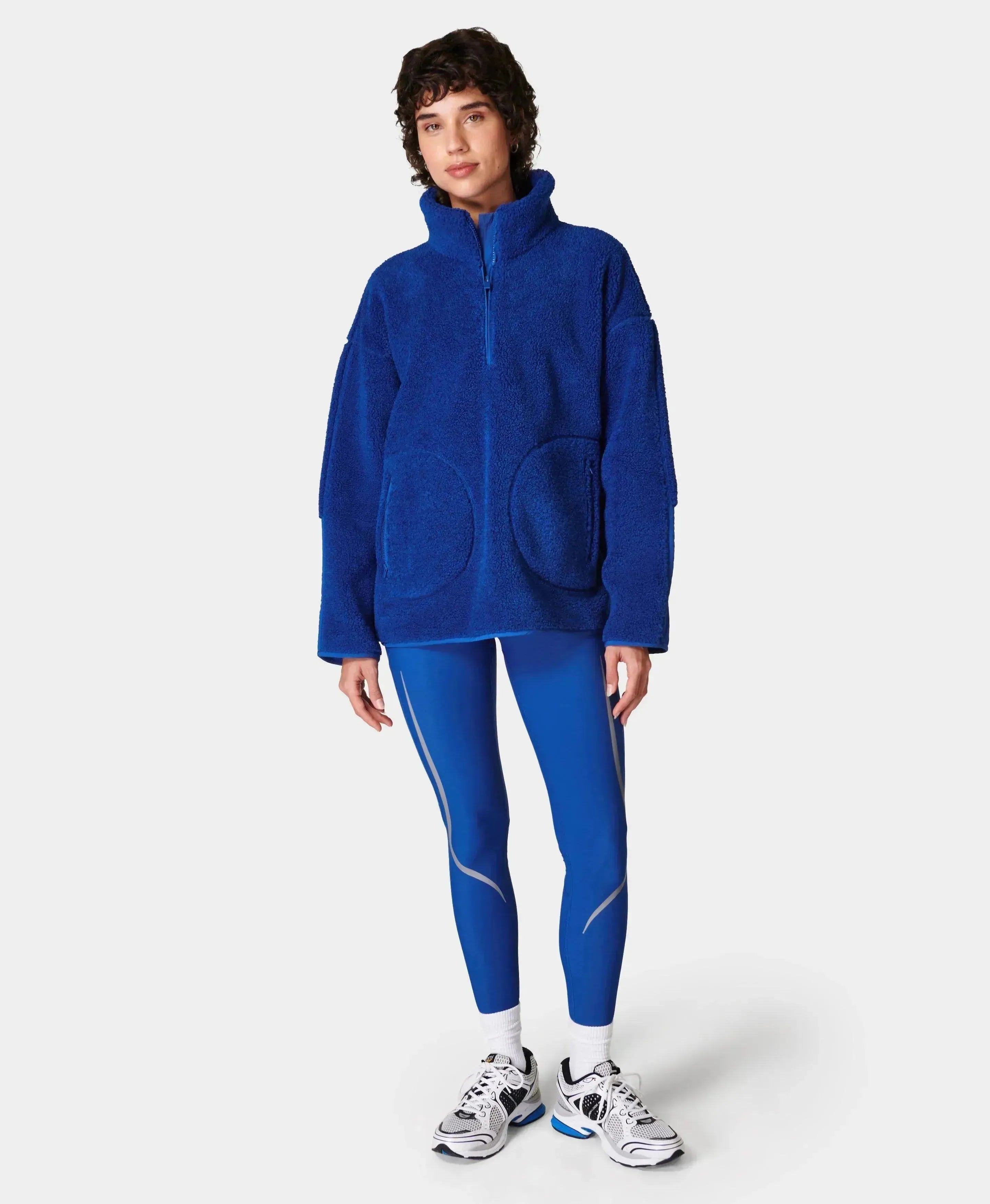 Plush Textured Half Zip Sb9535 Lightning-Blue