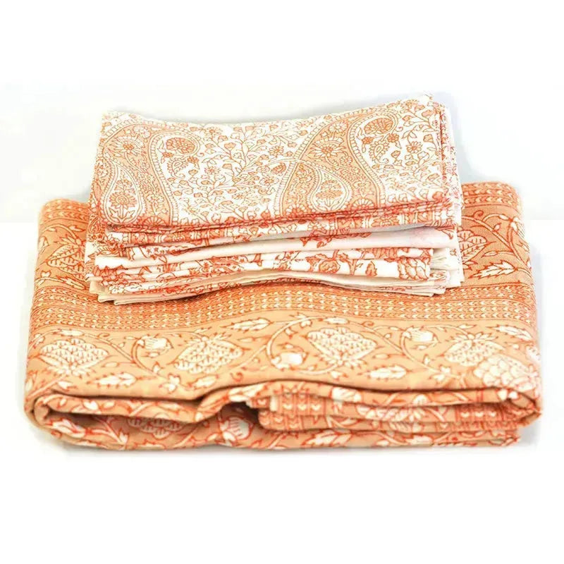 SpiceBox Organics Hand Crafted Red Cotton Table Napkins (8 Pcs)