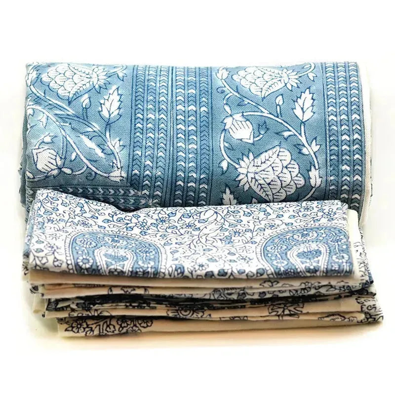 SpiceBox Organics Hand Crafted Blue Cotton Table Napkins (8 Pcs)