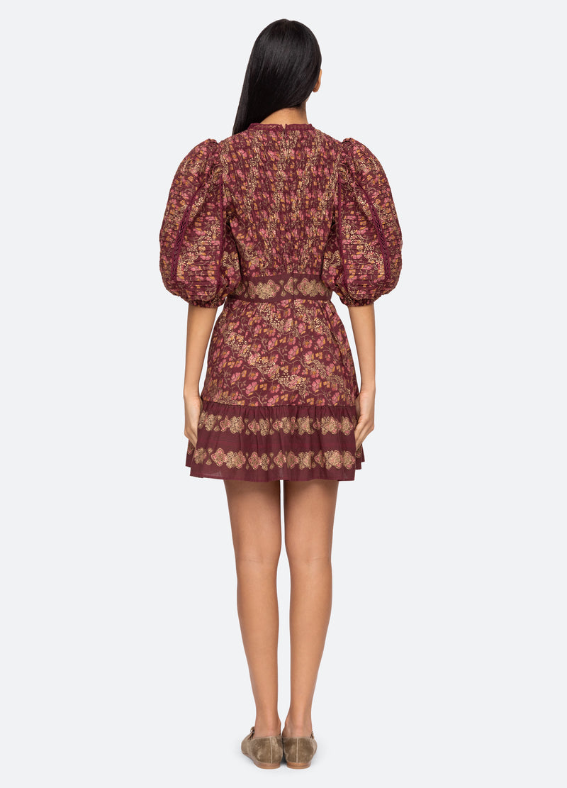 Dress Giulia Print Puff Aw23-106 Maroon