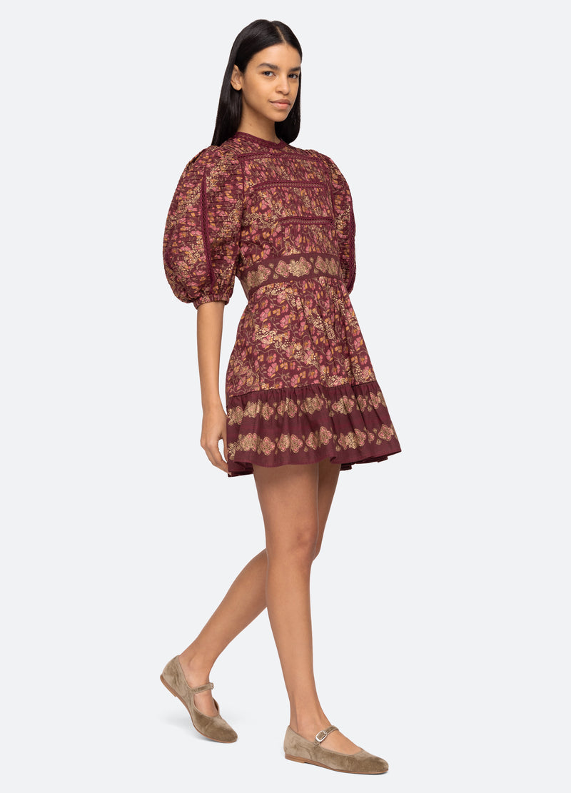 Dress Giulia Print Puff Aw23-106 Maroon