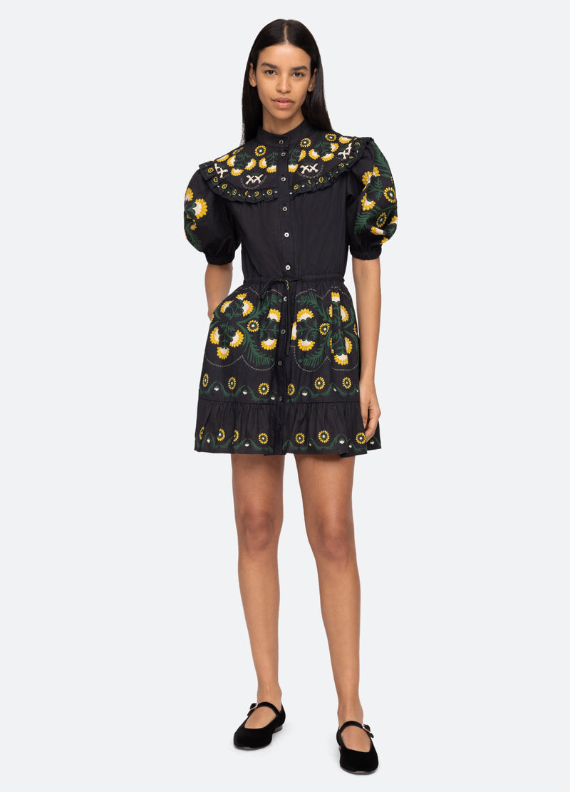 Dress Perle Print Puff Aw23-138 Black