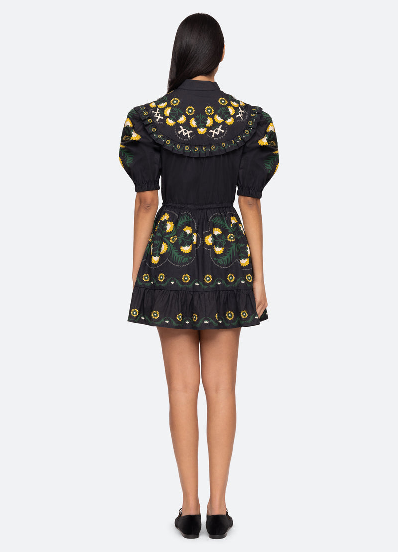 Dress Perle Print Puff Aw23-138 Black