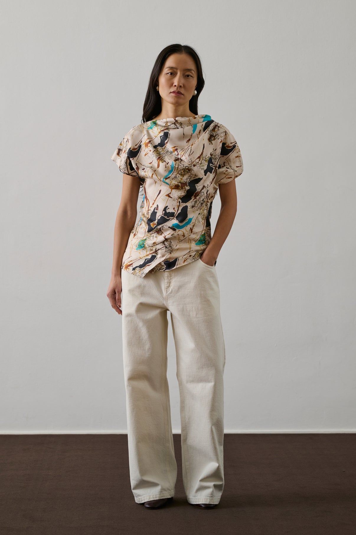 Blouse Che0205 Fedora Beige-Turquoise