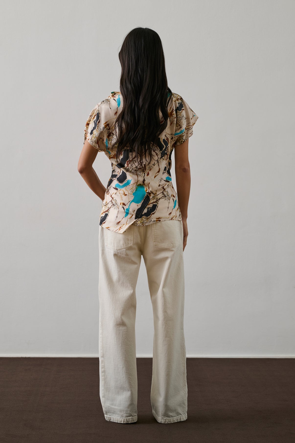 Blouse Che0205 Fedora Beige-Turquoise