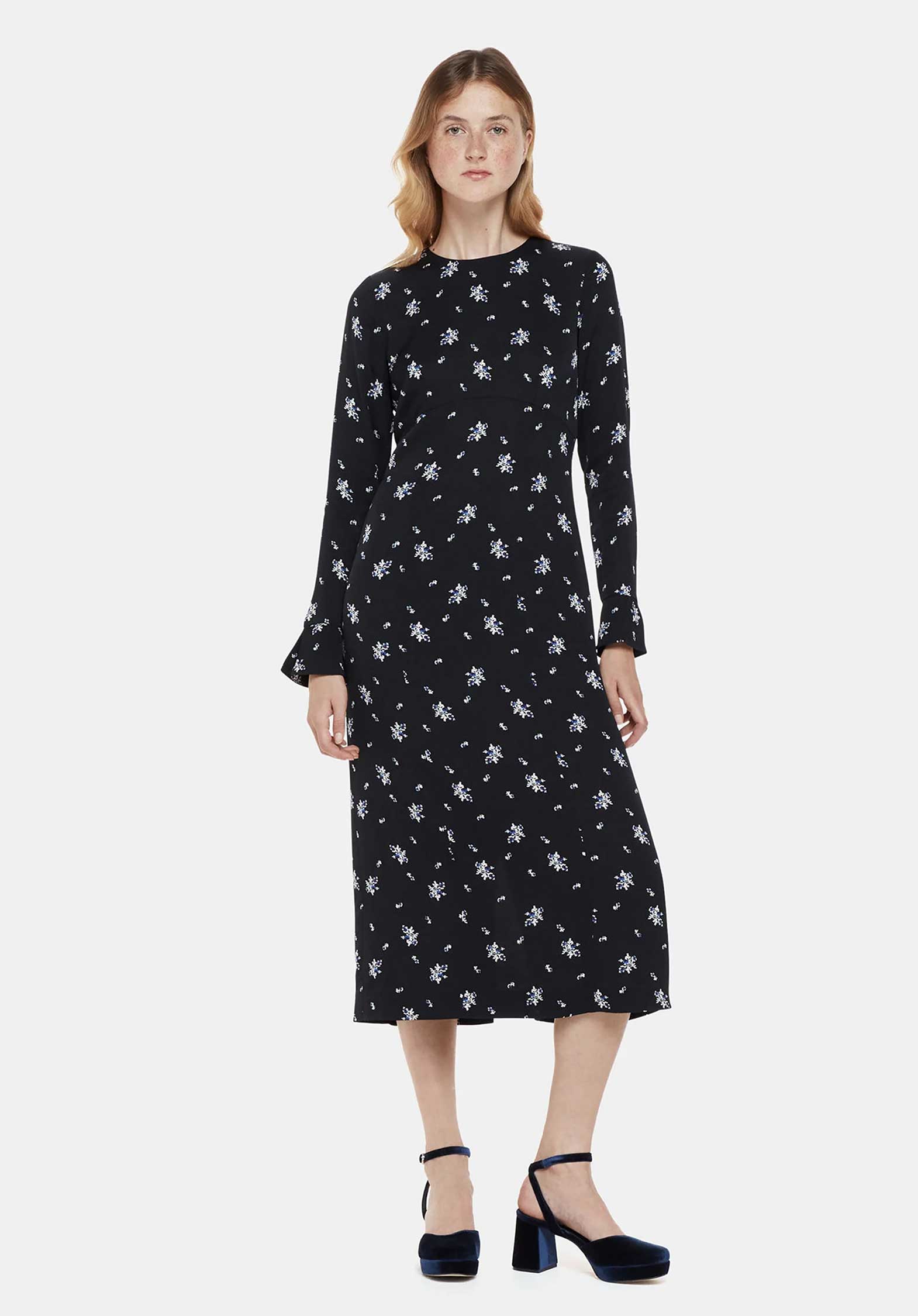 Romantic Satin Midi Dress 37468 Black-multi