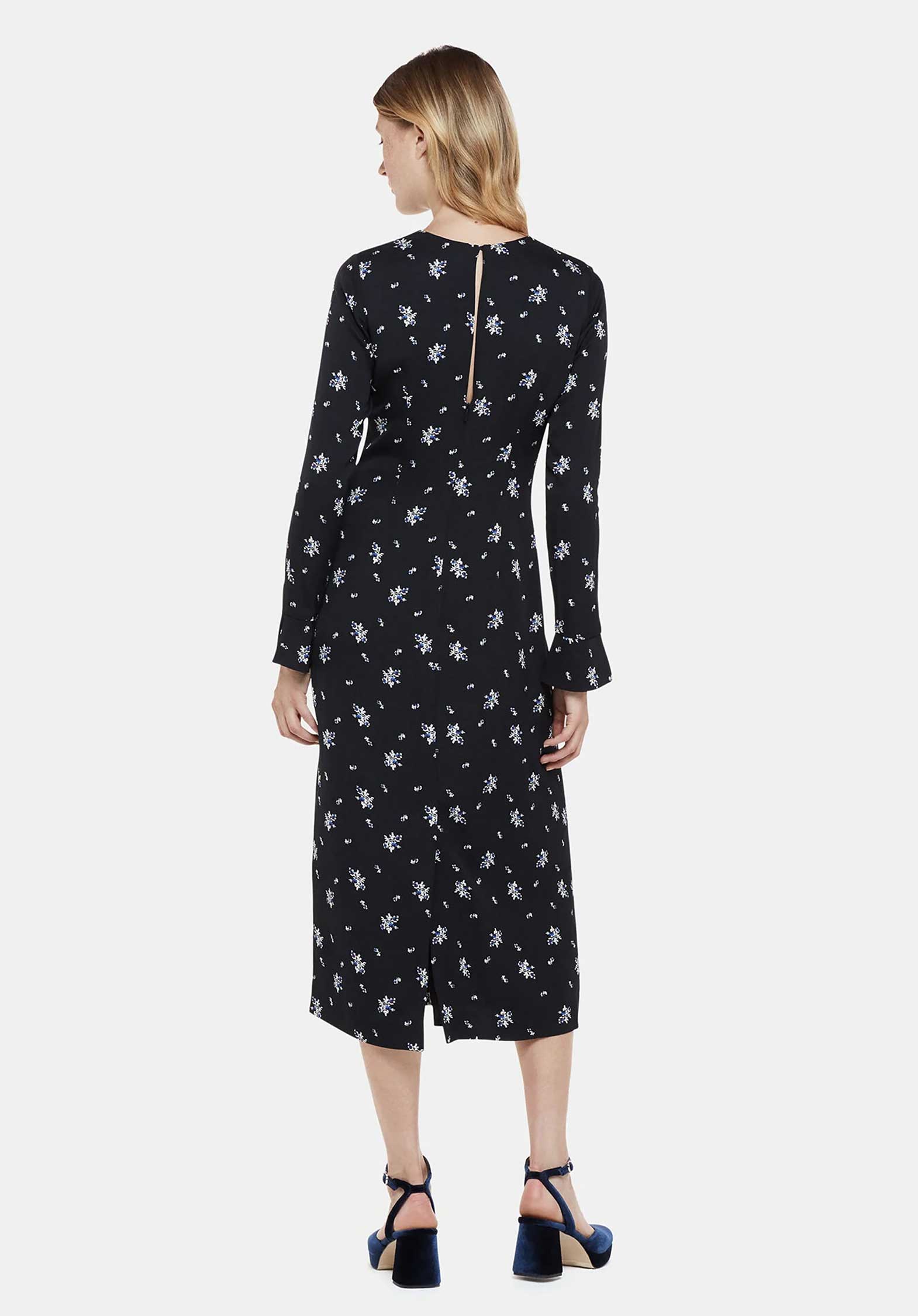 Romantic Satin Midi Dress 37468 Black-multi