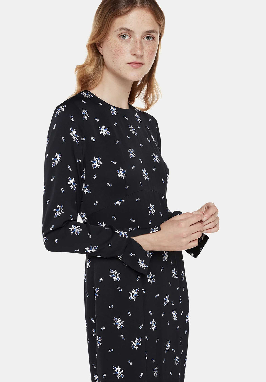 Romantic Satin Midi Dress 37468 Black-multi