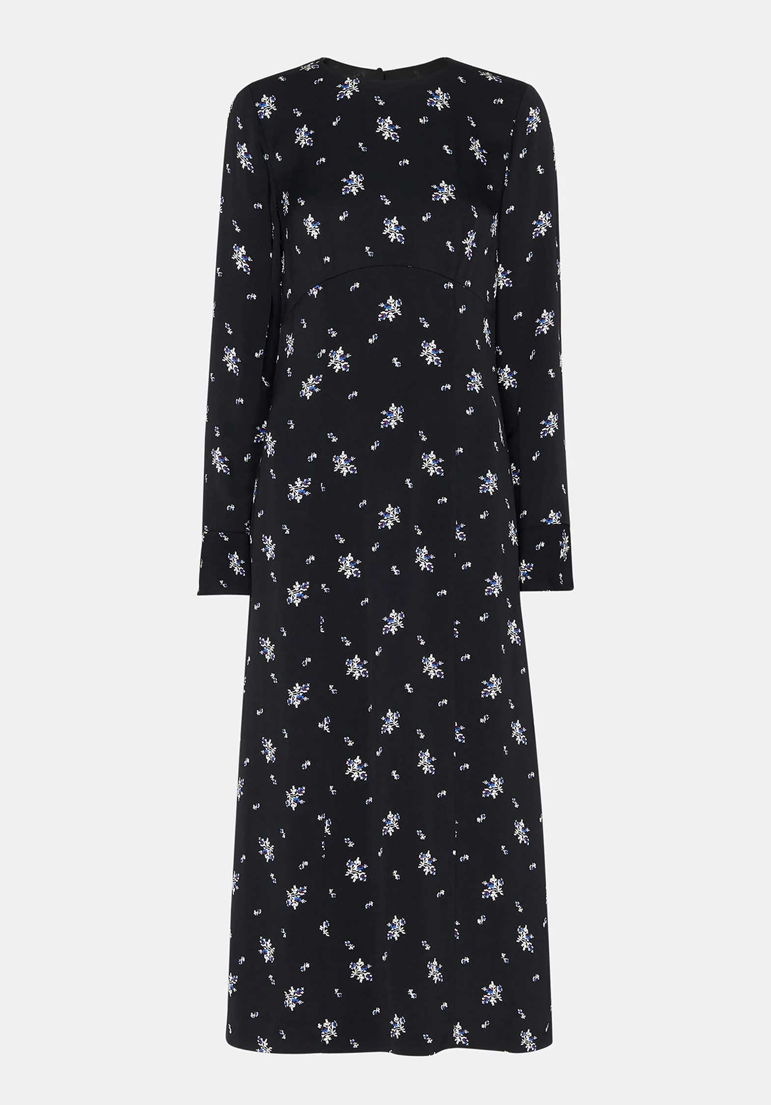 Romantic Satin Midi Dress 37468 Black-multi