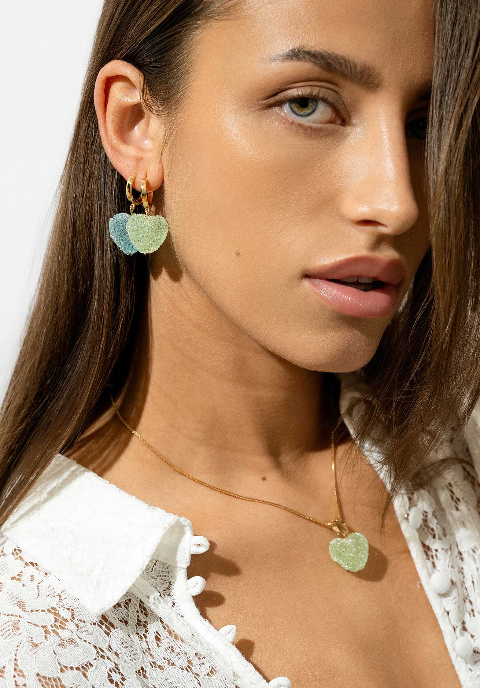 Necklace Jelly He Jelly Heart P Pistachio-G