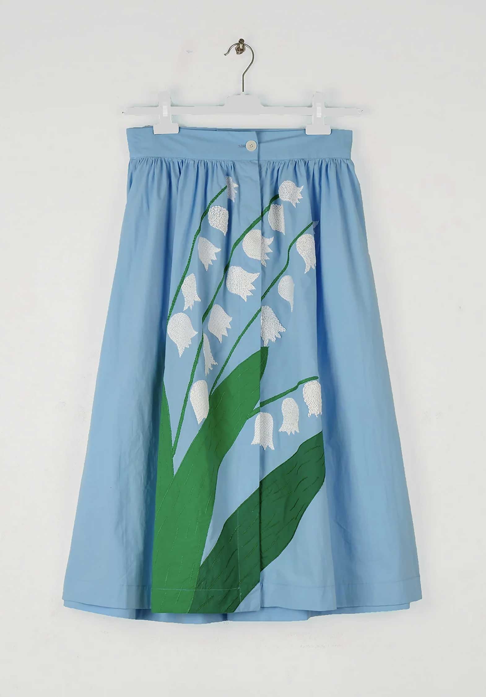 Skirt Printed Front Button Skirt Mona Sky-Blue