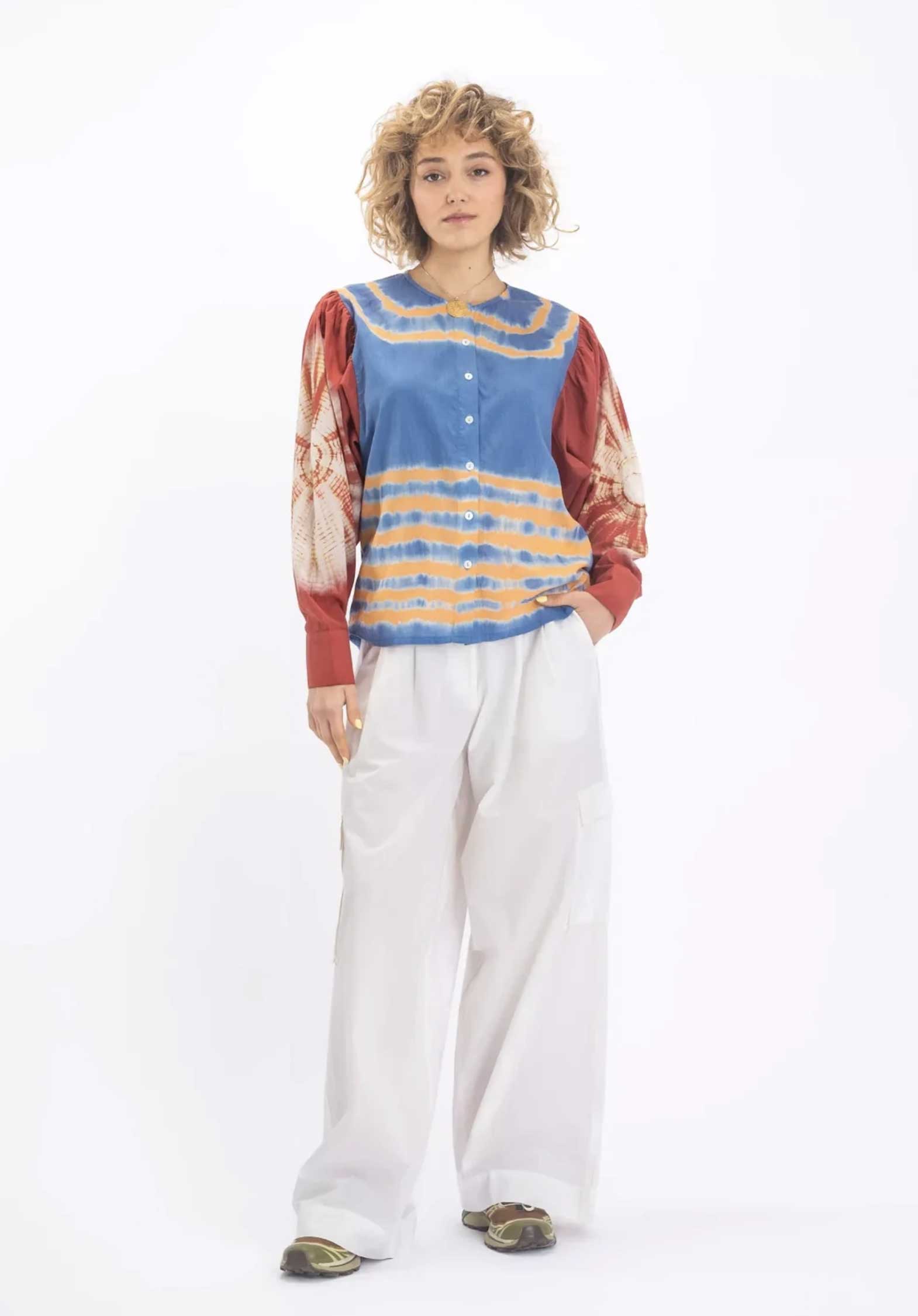 Rahi Blouse Blue-Orange