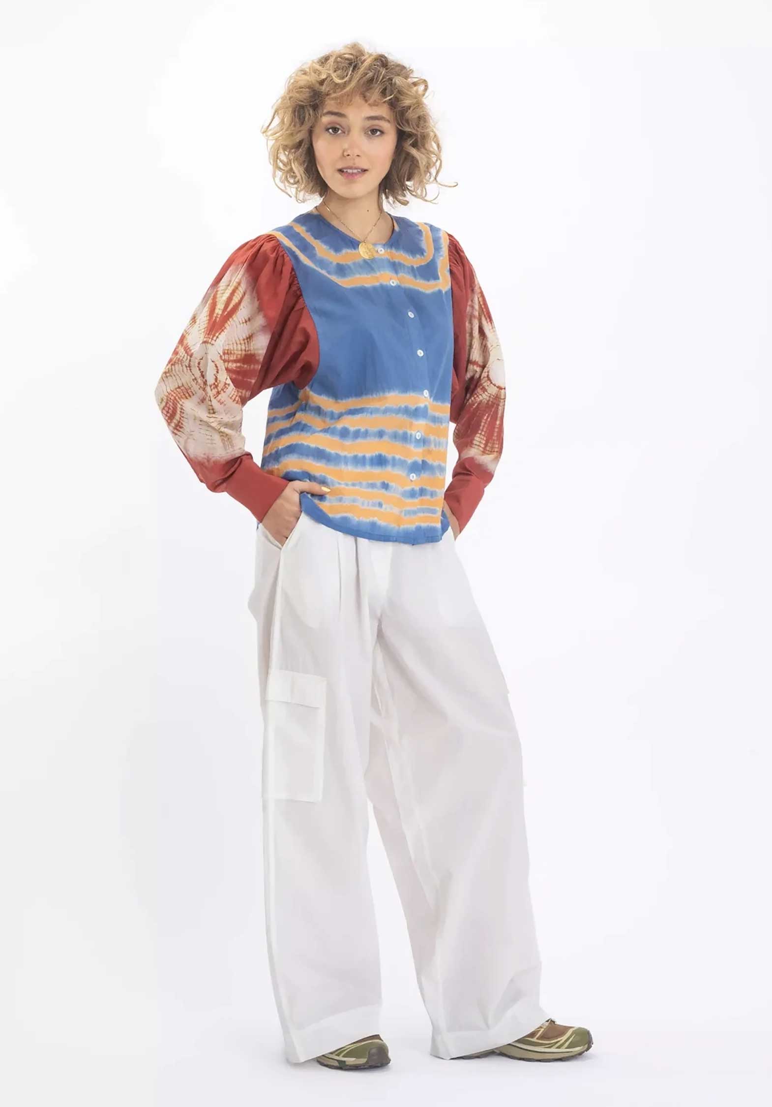 Rahi Blouse Blue-Orange