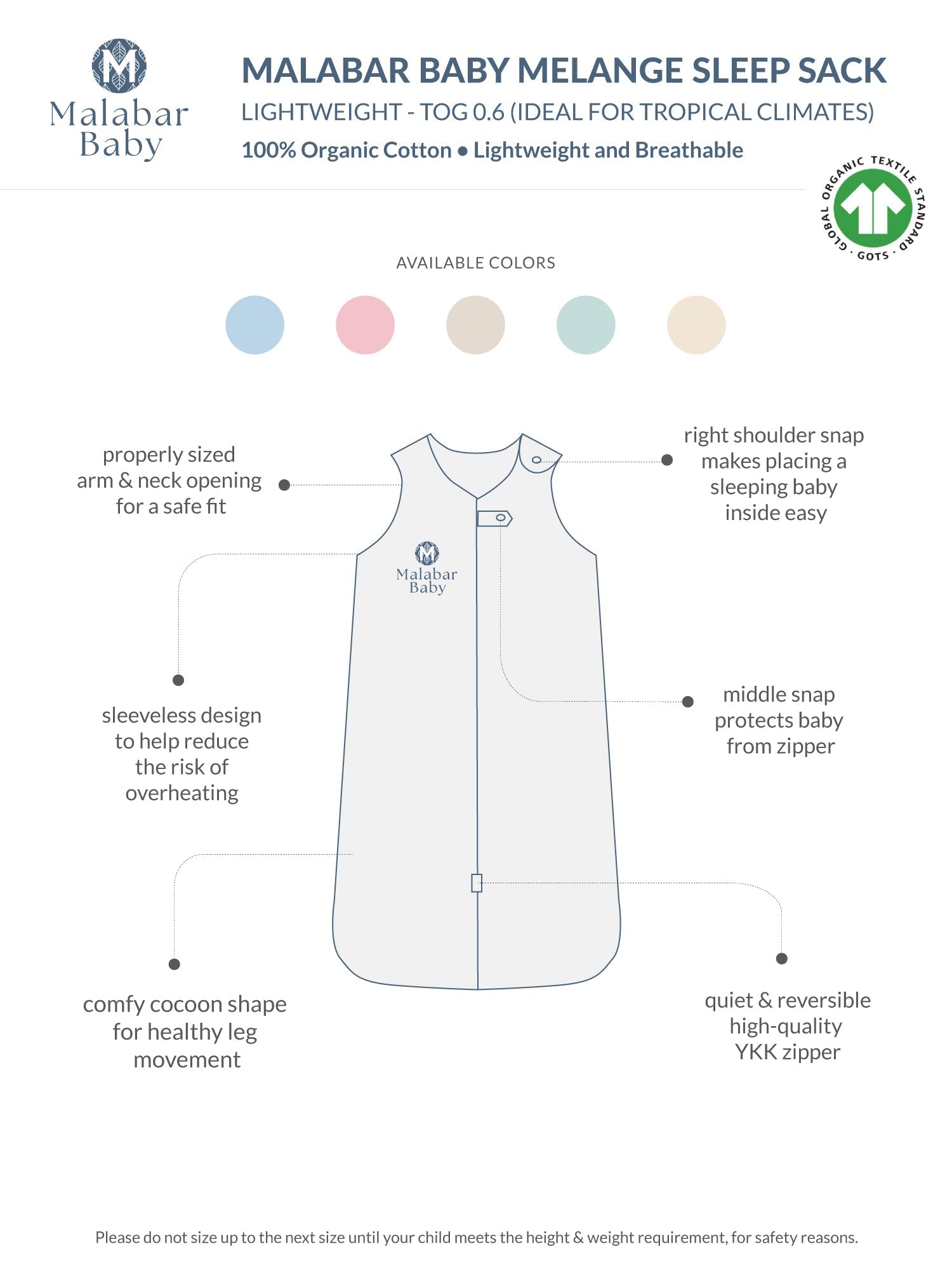 TOG 0.6 (Lightweight) - Melange Wearable Baby Sleep Sack