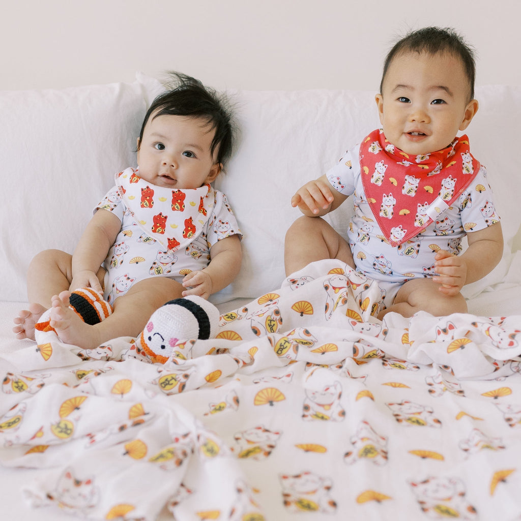 Organic Bamboo Blend Swaddle - Lucky Cat Maneki Neko