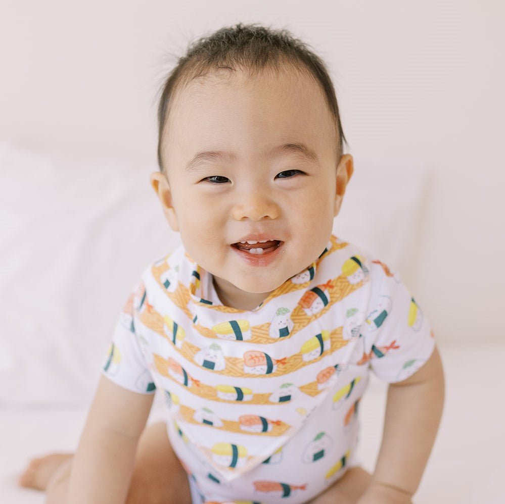 Organic Cotton Bandana Bibs 2pcs Set - Sushi + Tempura